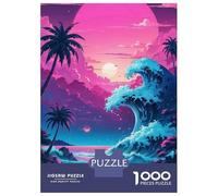 Puzzle 1000 pièces pour adolescents Neon Dreamy Seascape Puzzle pour adultes Jeu pratique Assemblage Unique Anniversaire et Cadeaux 38 x 26 cm/1000 pièces