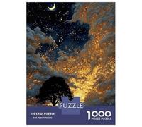 Puzzle 1000 Pièces pour Adolescents Night Sky Tree with Golden Clouds Puzzle pour Adultes, Jouet À Monter Soi-même, Motif À Assembler pour Anniversaire, Noël 52x38cm/1000pcs