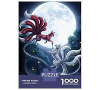 Puzzle 1000 Pièces pour Adolescents Nine-Tailed Foxes Moonlight Puzzles pour Adolescents, Casse-tête, Jeu D'assemblage De Motifs, Cadeau d'anniversaire Unique 38x26cm/1000pcs