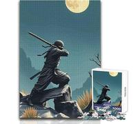 Puzzle 1000 pièces pour Adolescents - Ninja Warrior au Clair de Lune - Jeu intellectuel - Idéal pour se détendre à la Maison - Cadeau de Noël Secret - Dimensions : 38x52cm