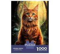 Puzzle 1000 Pièces pour Adolescents Norwegian Forest Cat in Forest Puzzle pour Adolescents - Jeu Manuel - Décoration Parfaite - Idéal comme Cadeau 70x50cm/1000pcs
