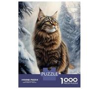 Puzzle 1000 Pièces pour Adolescents Norwegian Forest Cat in Winter Puzzle pour Adolescents - Jeu Manuel - Décoration Parfaite - Idéal comme Cadeau 70x50cm/1000pcs
