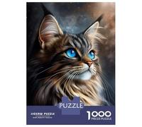 Puzzle 1000 Pièces pour Adolescents Norwegian Forest Cat with Blue Eyes Puzzles pour Adolescents, Casse-tête, Jeu D'assemblage De Motifs, Cadeau d'anniversaire Unique 70x50cm/1000pcs