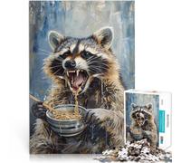 Puzzle 1000 pièces pour Adolescents Nouilles Ramen Mangées par Le Raton Laveur Jouets éducatifs Cadeau Amusant 52x38cm