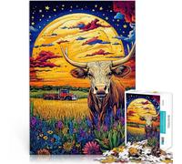 Puzzle 1000 pièces pour Adolescents Nuit étoilée des Vaches des Highlands Défi Difficile est idéal comme Cadeau pour Toute la Famille 38x26cm
