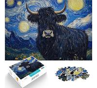 Puzzle 1000 pièces pour Adolescents Nuit étoilée des Vaches des Highlands Jouets de Jeu Décoration d'intérieur et Cadeaux Uniques 38x26cm