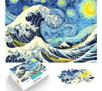 Puzzle 1000 pièces pour Adolescents Nuit étoilée Grande Vague Jouets de Jeu pour Cadeau Familial Œuvre d'art 52x38cm