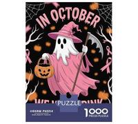 Puzzle 1000 Pièces pour Adolescents October Breast Cancer Awareness Ghost Puzzle Adulte Jeux Relaxants Décoration Intérieure Cadeaux d'anniversaire Et Cadeaux Uniques 70x50cm/1000pcs
