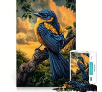 Puzzle 1000 pièces pour Adolescents,Oiseau Bleu et Jaune sur Une Branche,découpe précise,Jeu d'exercice cérébral,détente,Jeu Amusant pour Un Anniversaire (38x26cm)
