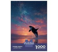 Puzzle 1000 Pièces pour Adolescents Orca Breaching at Sunset Under Stars Puzzles pour Adultes, Jeu De Réflexion, Assemblage De Motifs, Cadeaux d'anniversaire Et Cadeaux Uniques 52x38cm/1000pcs