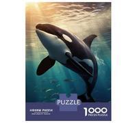 Puzzle 1000 Pièces pour Adolescents Orca Whale Sunset Dive Puzzle pour Adultes Décoration Murale Jouet mais Amusant Et Humoristique Cadeaux Uniques pour Anniversaire Et Noël 52x38cm/1000pcs