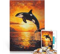 Puzzle 1000 pièces pour Adolescents Orque au Coucher du Soleil Jouet éducatif d'apprentissage Cadeau Amusant 38x26cm