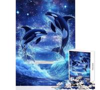 Puzzle 1000 pièces pour Adolescents Orque Baleine Tueuse Vague Casse-tête Jeu Difficile Jouet Décoration Murale Aide à l'exercice cérébral (38x26cm)