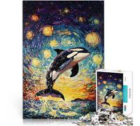 Puzzle 1000 pièces pour Adolescents Orque sous Un Ciel étoilé Jouets de Divertissement Familial Décoration Parfaite 38x26cm