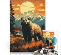 Puzzle 1000 pièces pour Adolescents Ours Animal rétro Séjour Anti-Stress pour Tuer Le Temps Anniversaire et Cadeaux Uniques 52x38cm