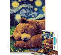 Puzzle 1000 pièces pour Adolescents Ours Dormant sous Un Ciel étoilé Jeu de logique et de précision Idéal pour se détendre Pendant Les Temps Morts Cadeau apaisant de Noël (50x75cm)