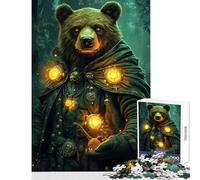 Puzzle 1000 pièces pour Adolescents Ours Magicien dans la forêt Jeu éducatif Idée Cadeau d'anniversaire Stimule Le Cerveau Dimensions 38x26cm