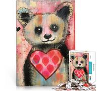 Puzzle 1000 pièces pour Adolescents Ours Panda de la Saint-Valentin avec cœur Impossible Renforcer l'amour Entre Les Couples 75x50cm