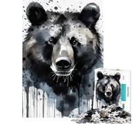 Puzzle 1000 pièces pour Adolescents Ours Peint à l'aquarelle Jouet addictif pour cultiver la Patience Jeu de réflexion décoration Parfaite (Taille 38x52m)