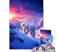 Puzzle 1000 pièces pour Adolescents Ours Polaire Crépuscule Jeu éducatif défi et Jouet Amusant Cadeau décoration Murale (Dimensions 50x75cm)