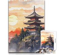 Puzzle 1000 pièces pour Adolescents - Pagode au Sommet du Rocher - Attente et détente garanties - Assemblage sans Couture - Haute précision - Dimensions:38x52cm