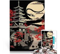 Puzzle 1000 pièces pour Adolescents Pagode Japonaise Dragon Moon Jouets à Faire soi-même Jeu éducatif pour Anniversaire, Noël 52x38cm