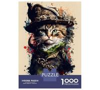 Puzzle 1000 Pièces pour Adolescents Painting of A Cat Pirate Puzzles pour Adultes - Jeu Manuel - Assemblage De Motifs - Cadeau d'anniversaire Unique 38x26cm/1000pcs