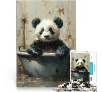 Puzzle 1000 pièces pour Adolescents Panda dans Une Baignoire Réduction du Stress intéressante Décoration Parfaite 38x26cm