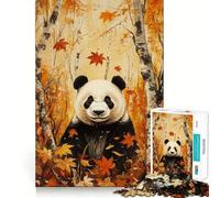 Puzzle 1000 pièces pour Adolescents Panda d'automne dans Les Bois Jeu de réflexion sans Couture Cadeau pour se détendre et Jouer à Noël Loisirs artistiques (38x26cm)