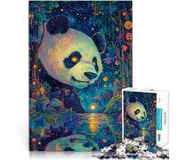Puzzle 1000 pièces pour Adolescents Panda Fantastique et coloré Analyse et logique avec Affiche et Feuille de Questions correspondantes 26x38cm