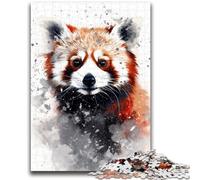 Puzzle 1000 pièces pour Adolescents, Panda Roux Aquarelle, Jeu de réflexion pour Les 14 Ans et Plus, idéal pour Les Adultes et Les Adolescents, 26x38cm