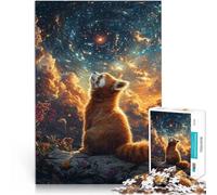 Puzzle 1000 pièces pour Adolescents Panda Roux et Ciel étoilé Cosmique Jeu Stimulant Convient pour la décoration de Bureau 75x50cm