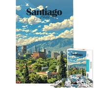 Puzzle 1000 pièces pour Adolescents Panorama de Santiago du Chili Puzzle Adulte décoration Murale Cadeau Anti-Stress (Taille 50x75cm)