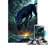Puzzle 1000 pièces pour Adolescents Panthère de Minuit dans Un ruisseau de Jungle Mystique Jeu de Puzzle Relaxant pour Adolescents Course de Vitesse Manuelle Idéal pour Un Anniversaire ou Noël