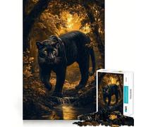 Puzzle 1000 pièces pour Adolescents Panthère Noire dans la forêt Découpe précise,Jeu d'exercice cérébral,détente et Divertissement pour Un Anniversaire (38x52cm)