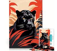 Puzzle 1000 pièces pour Adolescents Panthère Noire dans la Jungle Découpe précise,Jeu d'exercice cérébral,détente et Divertissement pour Un Anniversaire (38x52cm)