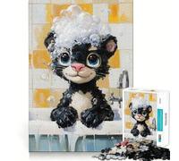 Puzzle 1000 pièces pour Adolescents Panthère Noire,découpe précise pour Le Bain,Jeu d'éveil,détente et Amusement pour Un Anniversaire (50x75cm)