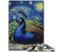 Puzzle 1000 pièces pour Adolescents, Paon, Ciel Nocturne, Jeu Familial, Anti-Stress, défi Difficile, Cadeaux du Père Noël Secret, 50x75cm