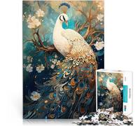 Puzzle 1000 pièces pour Adolescents Paon Mythique Entraînez Votre Cerveau et Vos Mains avec Affiche et Feuille de Questions correspondantes 75x50cm