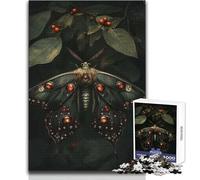 Puzzle 1000 pièces pour Adolescents - Papillon de Nuit orné de Bijoux de la forêt enchantée - Activité de Loisirs relaxante et Douce - Découpe Fine et Lisse - Dimensions:38x26cm