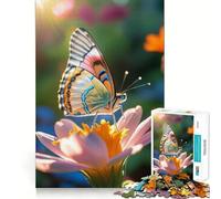 Puzzle 1000 pièces pour Adolescents Papillon sur Fleur au Soleil Bords précis Art Exercice Mental Jeu Calme et Amusant Cadeau d'anniversaire Artistique (50x75cm)