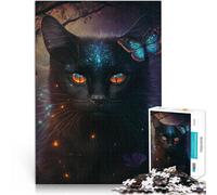 Puzzle 1000 pièces pour Adolescents Papillons et Chats Noirs Jouets éducatifs d'apprentissage Idées Cadeaux 52x38cm