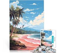 Puzzle 1000 pièces pour Adolescents Paradis Tropical sur la Plage Jouets Anti-Stress avec Affiche et Feuille de Questions correspondantes 38x26cm