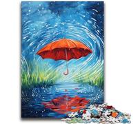 Puzzle 1000 pièces pour Adolescents Parapluie Rouge Un Jour de Pluie pour Les 14 Ans et Plus Défi éducatif Activités Amusantes à la Maison, Cadeaux d'anniversaire, Cadeaux de Voyage 50x75cm