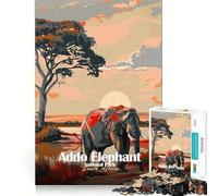 Puzzle 1000 pièces pour Adolescents,Parc National des éléphants d'Addo,Afrique du Sud,Assemblage sans Couture,Jeu de réflexion,Cadeau,Temps de Repos,Divertissement,Noël,Loisirs créatifs (50x75cm)