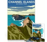 Puzzle 1000 pièces pour Adolescents,Parc National des îles Anglo-Normandes,découpe Premium,Jeu Amusant et Facile à Jouer,décoration de Noël (38x52cm)