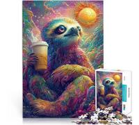Puzzle 1000 pièces pour Adolescents Paresseux avec du café dans Un Paysage psychédélique Jeux de détente Jeu de défi Unique 38x26cm