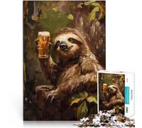 Puzzle 1000 pièces pour Adolescents Paresseux Buveur de bière Défi Difficile pour soulager Le Stress Une œuvre d'art 38x52cm