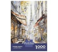 Puzzle 1000 Pièces pour Adolescents Paris Street Scene with Eiffel Tower Puzzle pour Adultes, Jouet, Décoration Murale, Cadeaux pour Femmes, Anniversaire Et Cadeaux Uniques 38x26cm/1000pcs