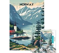 Puzzle 1000 pièces pour Adolescents Paysage de Fjord norvégien Puzzle 1000 pièces décoration intérieure Jouet découpe de précision Cadeau d'anniversaire Cadeau de Voyage (38x52cm)